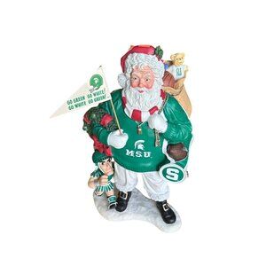 Danbury Mint Michigan State Football Santa Claus Figure Go Green Go White